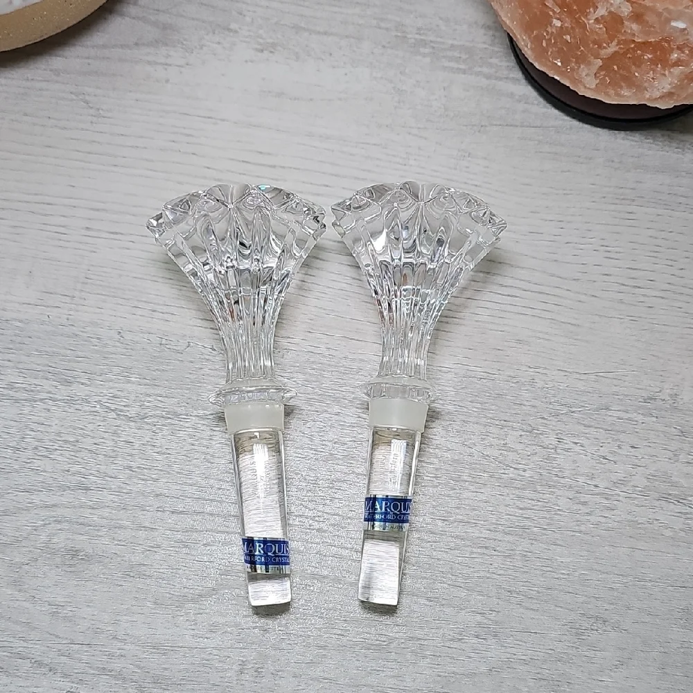 VTG Y2K Marquis by Waterford Brookside Pattern Crystal Wine Bottle Stoppers 5